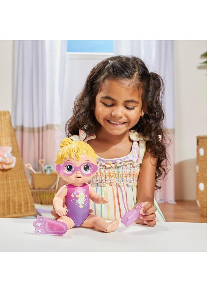 Baby Alive - Baby Alive Sunny Swimmer Doll, 10-Inch Water Baby Dolls for 3 Year Old Girls and Boys and Up, Baby Alive Doll, Blonde Hair - Image 1