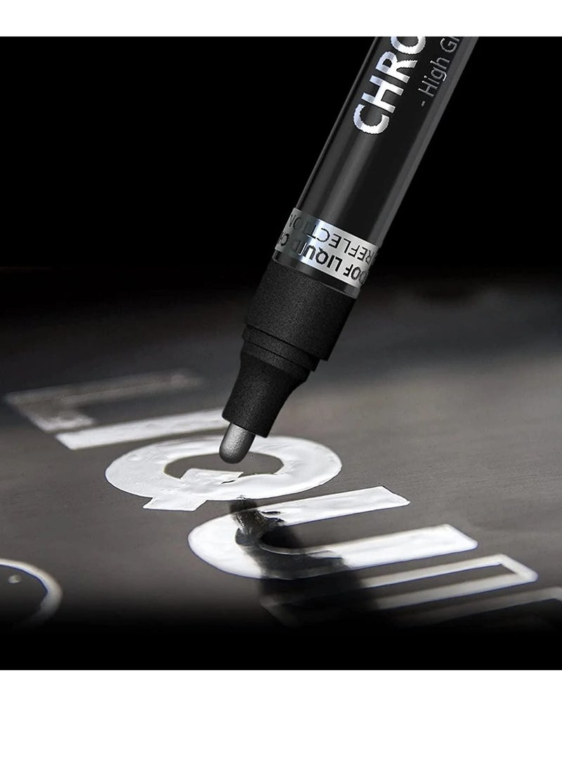 Generic - Waterproof chrome marker pen for writing on all surfaces   DIY High Shine Chrome Pen Liquid Chrome Paint Pen 2ml - Image 1