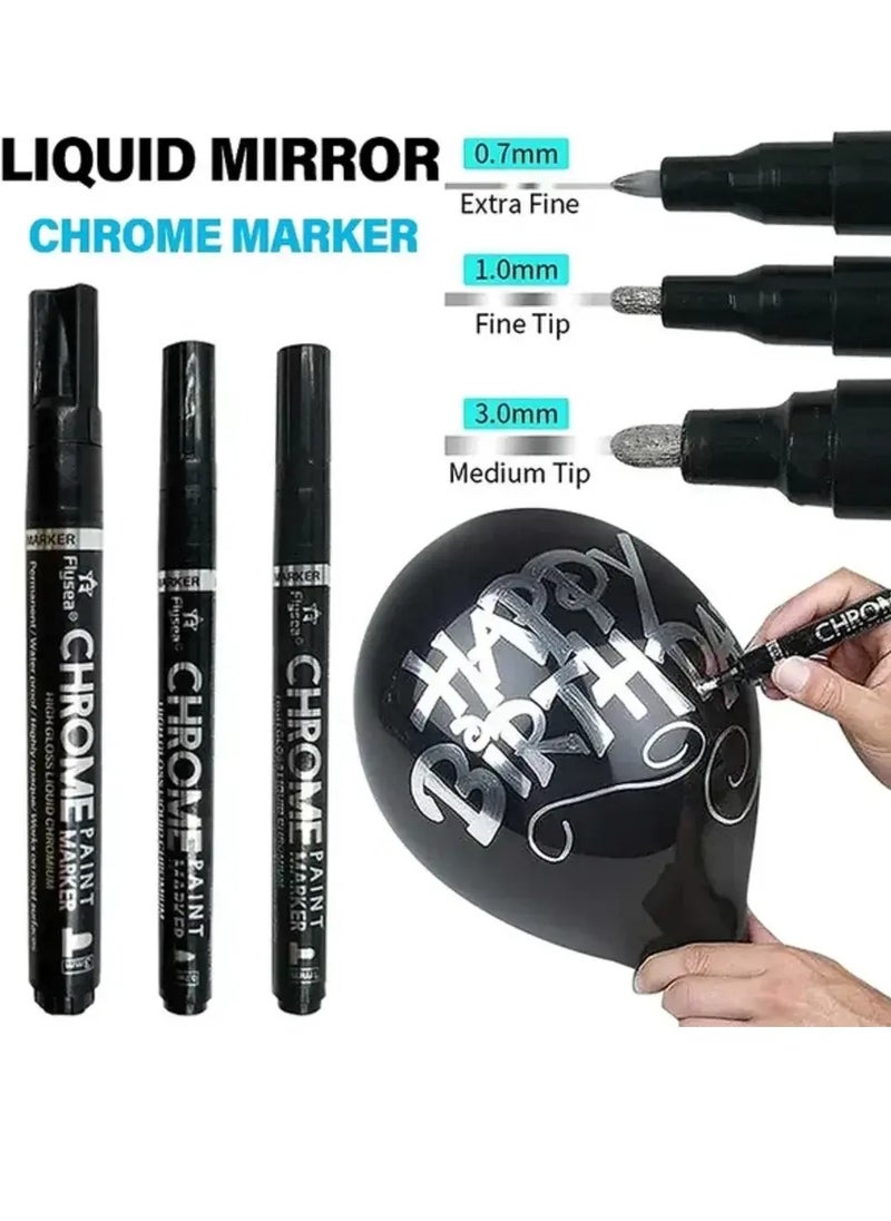 Generic - Waterproof chrome marker pen for writing on all surfaces   DIY High Shine Chrome Pen Liquid Chrome Paint Pen 2ml - Image 1
