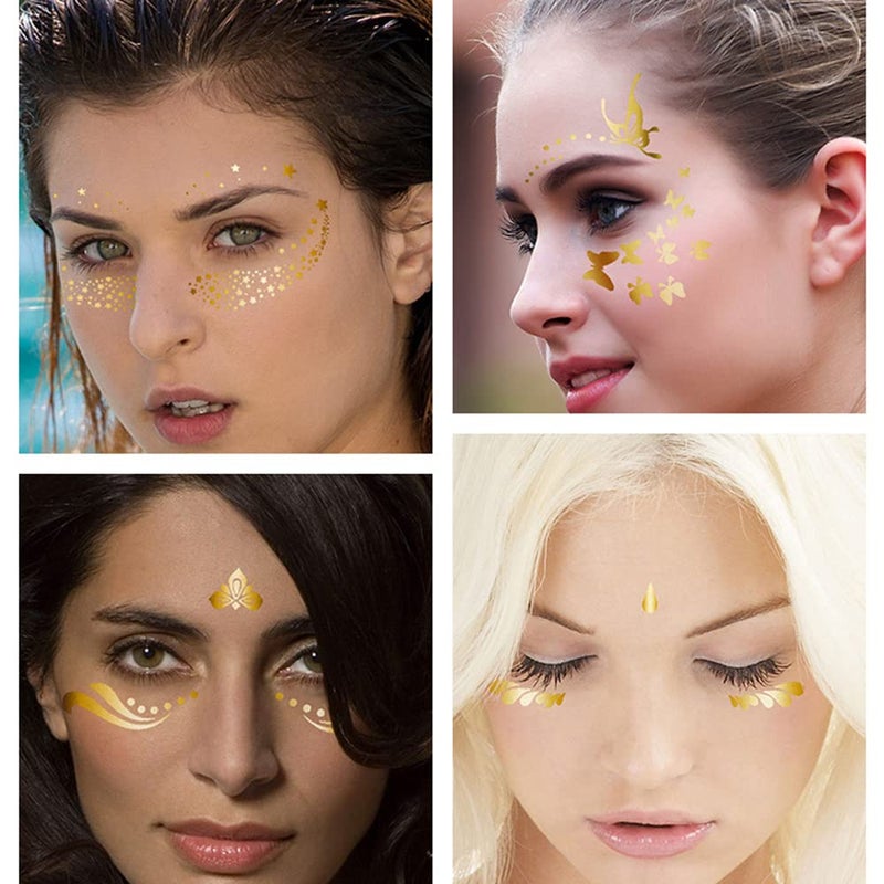 SAVI Golden Face Temporary Tattoos Get the Perfect Freckled Look with Butterflies and Flowers with Easy Application Natural Appearance Longlasting Simple Removal