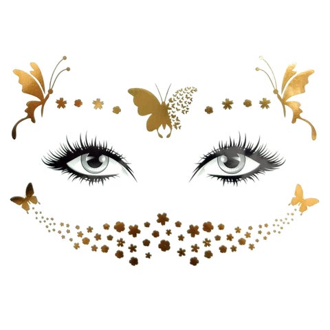 SAVI Golden Face Temporary Tattoos Get the Perfect Freckled Look with Butterflies and Flowers with Easy Application Natural Appearance Longlasting Simple Removal