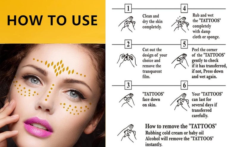 SAVI Golden Face Temporary Tattoos Get the Perfect Freckled Look with Butterflies and Flowers with Easy Application Natural Appearance Longlasting Simple Removal