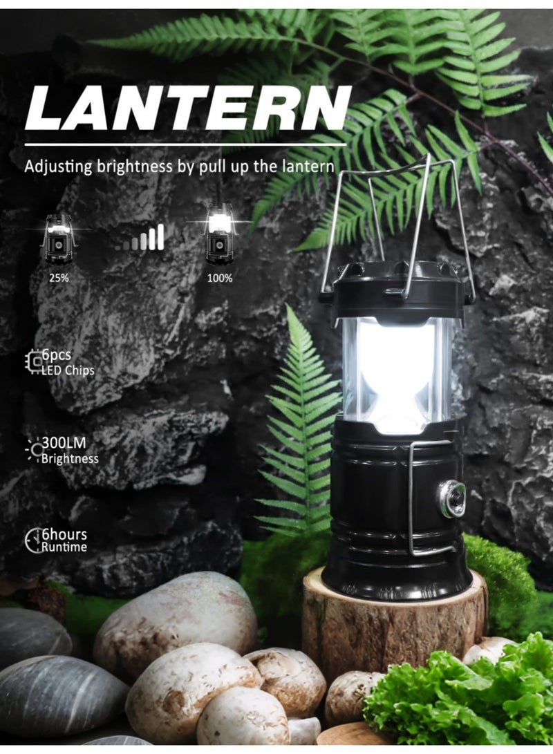 4-Pack Solar Lights, Foldable Camping Lights, Portable Super Bright LED Lights, Lightweight Waterproof Solar USB Rechargeable Flashlights, Emergency Pendant Lights, Suitable for Outdoor Camping, Power Outages, Indoor Emergency Use, and Hiking Kits - Image 2