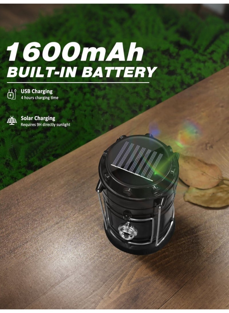 4-Pack Solar Lights, Foldable Camping Lights, Portable Super Bright LED Lights, Lightweight Waterproof Solar USB Rechargeable Flashlights, Emergency Pendant Lights, Suitable for Outdoor Camping, Power Outages, Indoor Emergency Use, and Hiking Kits - Image 4