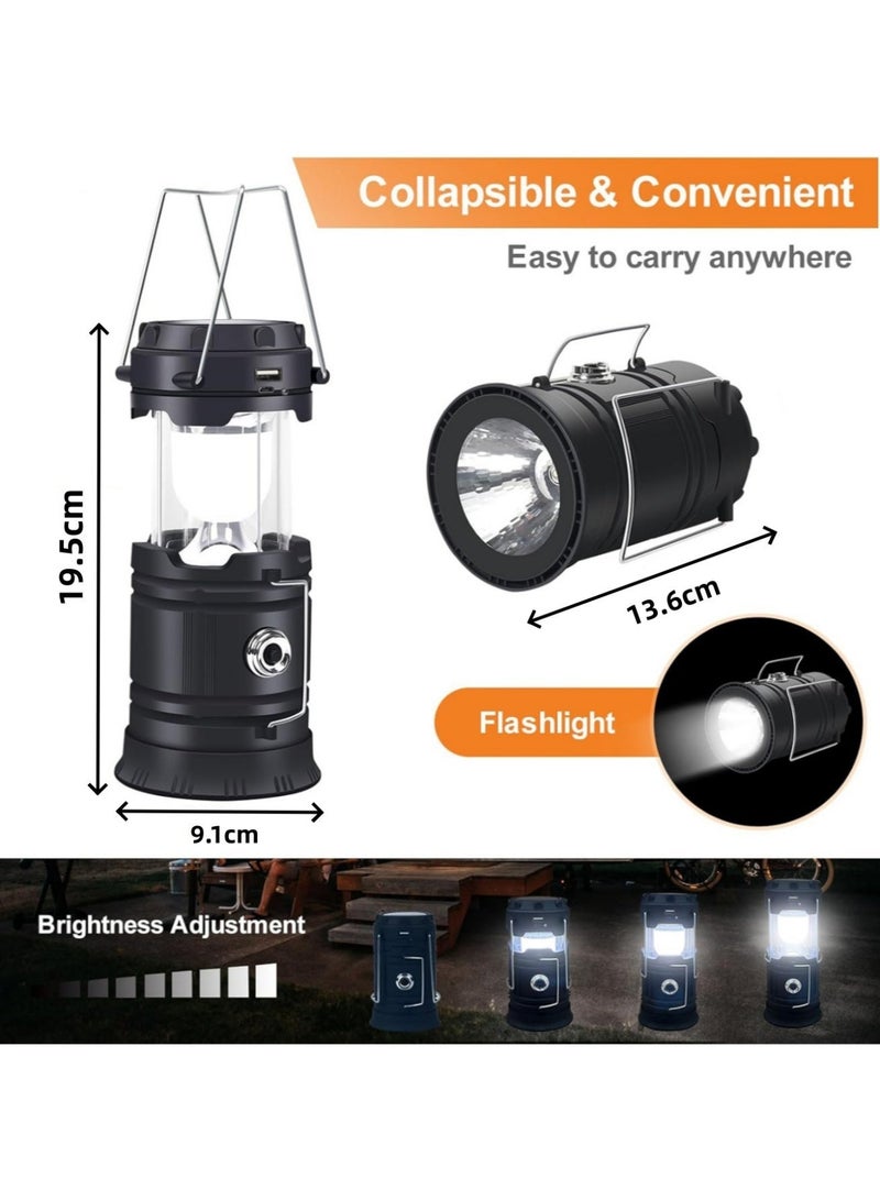 4-Pack Solar Lights, Foldable Camping Lights, Portable Super Bright LED Lights, Lightweight Waterproof Solar USB Rechargeable Flashlights, Emergency Pendant Lights, Suitable for Outdoor Camping, Power Outages, Indoor Emergency Use, and Hiking Kits - Image 5
