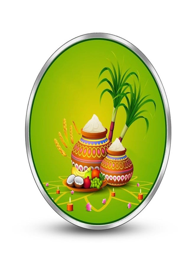 Silviya BIS Hallmarked Pongal 999 Pure Silver Coin (20 Gram) Round Shape: Tamil Harvest Festival - Sun God Surya - Hindu Celebration - Religious Offering - Image 2