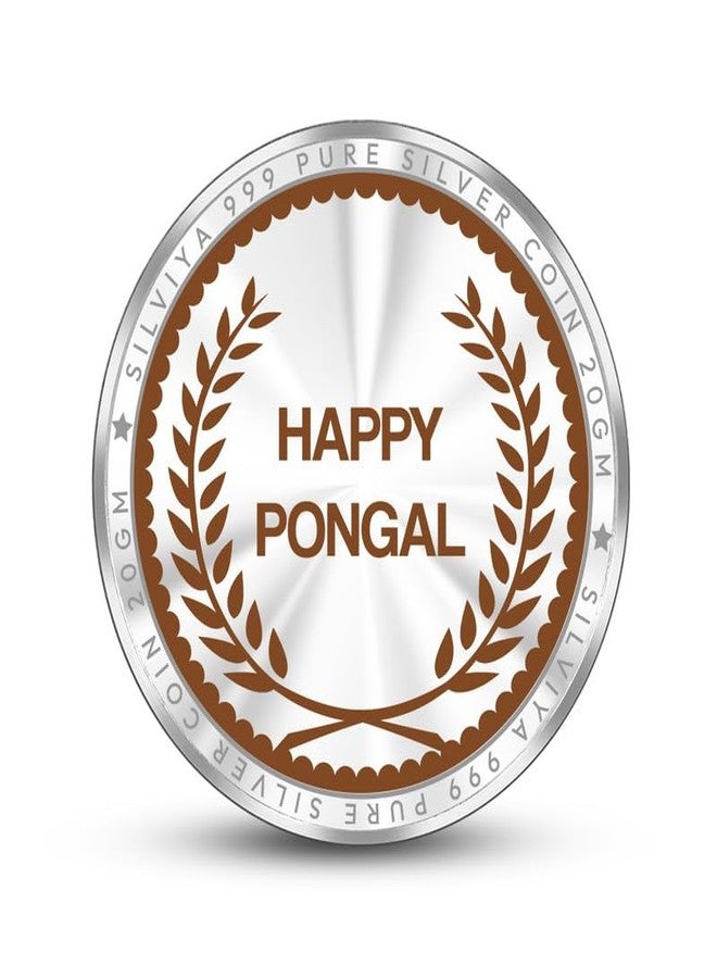 Silviya BIS Hallmarked Pongal 999 Pure Silver Coin (20 Gram) Round Shape: Tamil Harvest Festival - Sun God Surya - Hindu Celebration - Religious Offering - Image 3