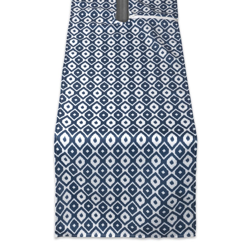 DII Ikat Outdoor Zippered Tabletop Collection Water Resistant 14x72 Table Runner Blue