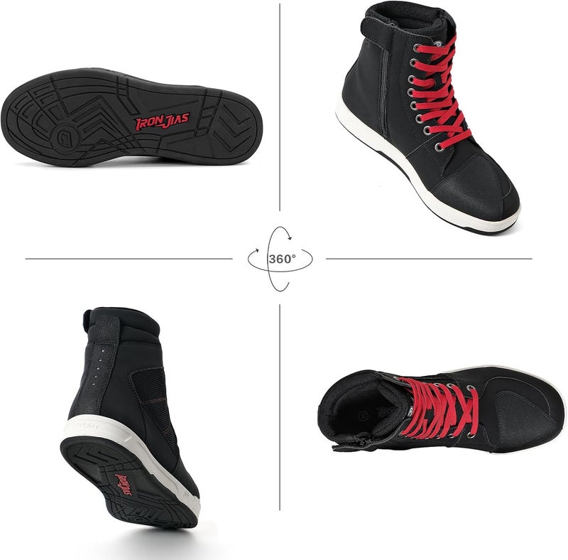 BORLENI Motorcycle Riding Shoes Road Street Motocross Protective Boots for Men, Casual Breathable Powersports Shoes Black - Image 5