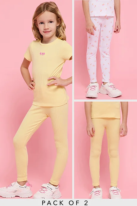 أر أند بي Ribbed Leggings with Elastic Waist