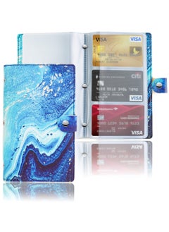 Excefore Credit Card Holder, Business Card Organizer Credit Cards Protector with 96 Card Slots RFID Blocking Business Cards Holder for Managing Your Different Cards to Prevent Loss or Damage (Blue Quicksand)  - Image 1