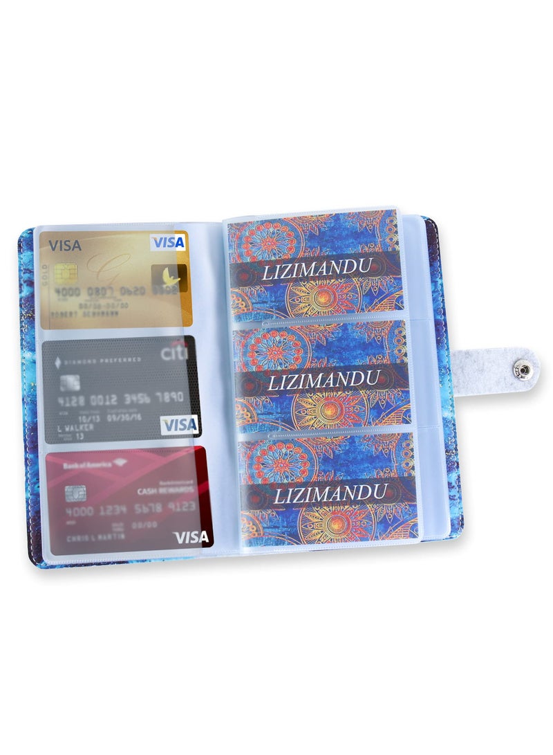 Excefore حامل بطاقات الائتمان، منظم بطاقات العمل، واقي بطاقات الائتمان مع 96 فتحة بطاقة، حامل بطاقات العمل الذي يحجب RFID لإدارة بطاقاتك المختلفة لمنع الضياع أو التلف (الرمال المتحركة الزرقاء) - Image 5