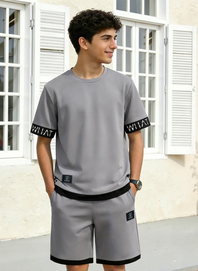 Take Two Men Text Print Round Neck T-Shirt and Shorts Set - Image 4