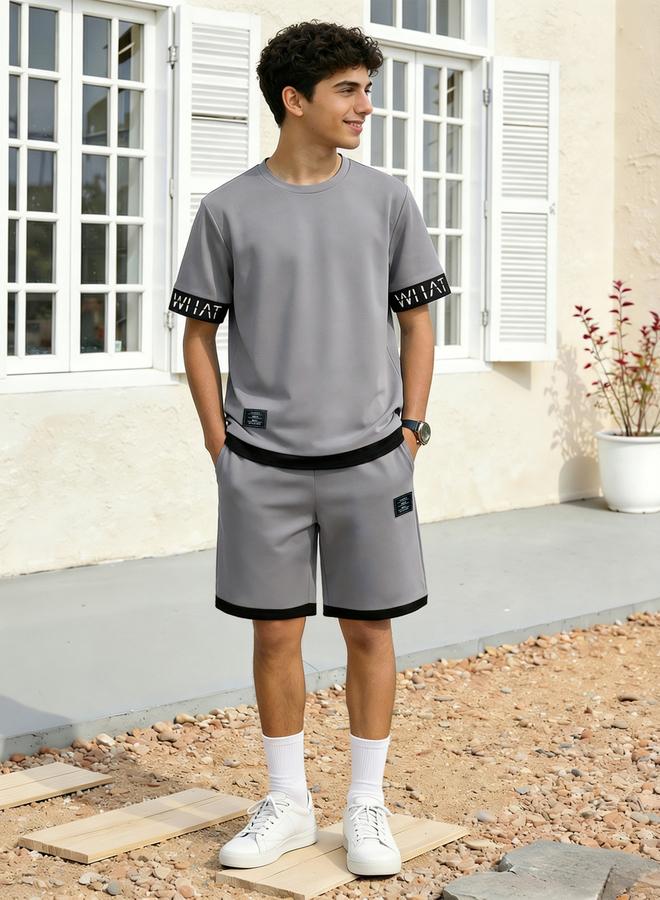 Take Two Men Text Print Round Neck T-Shirt and Shorts Set - Image 2