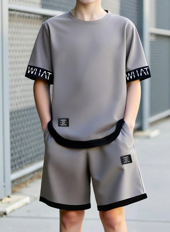 Take Two Men Text Print Round Neck T-Shirt and Shorts Set - Image 5