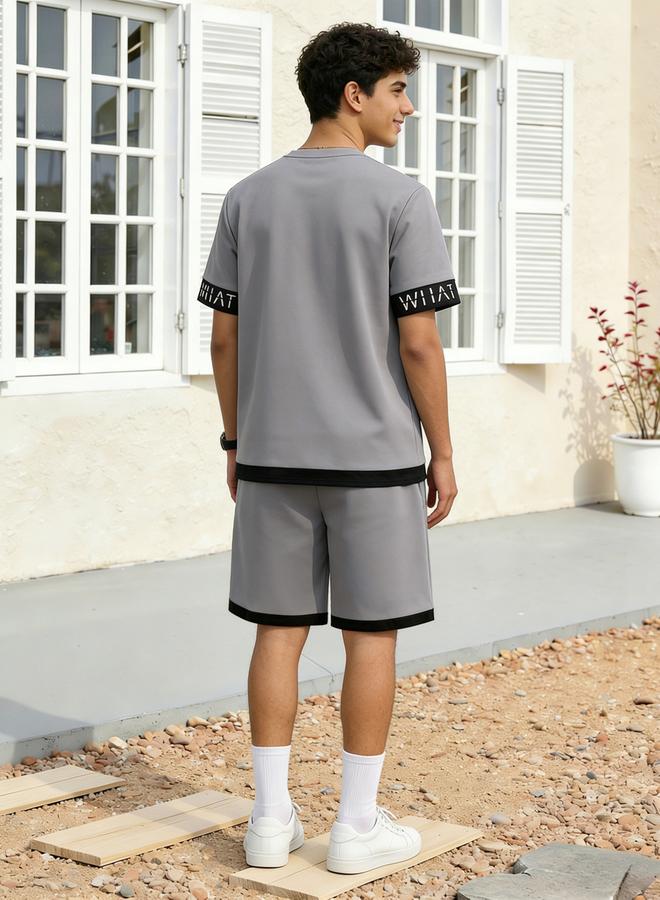 Take Two Men Text Print Round Neck T-Shirt and Shorts Set - Image 3