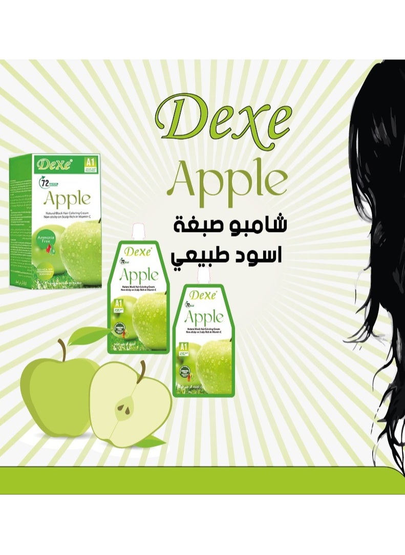 Dexe - dexe apple natural black hair colorng cream non sticky on scalp rich in vitamin C ammonia free2*500 ml - Image 1