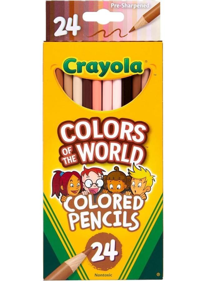 Crayola Colours of the World Coloured Pencils, Pack of 24, Assorted Multicultural Colours in Skin Tones, 68-4607 - Image 1