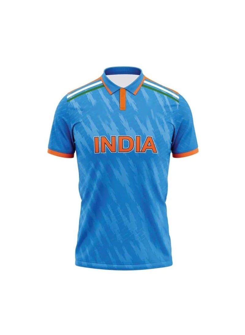 PRINTSHOP4ME India Unisex Blue Jersey T-Shirt–Dry-Fit Fabric,Breathable&Lightweight Sportswear For Cricket Fans,Outdoor Activities&Everyday Wear  - Image 1