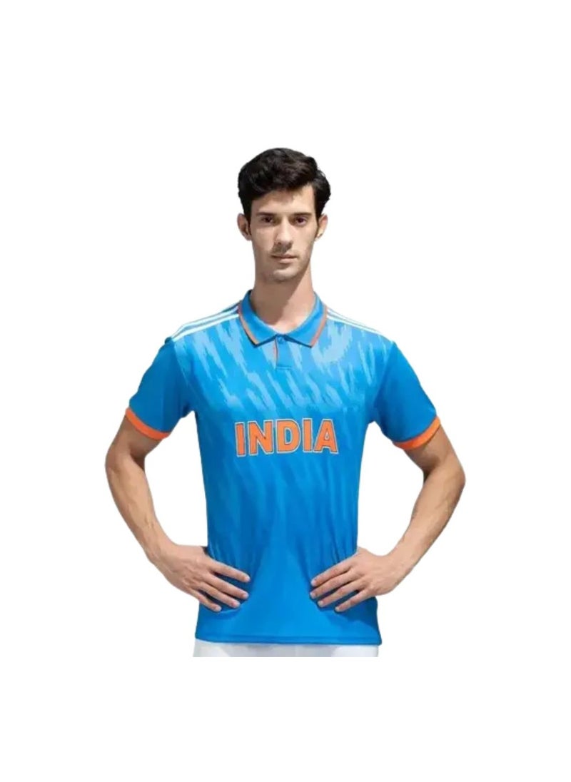 PRINTSHOP4ME India Unisex Blue Jersey T-Shirt–Dry-Fit Fabric,Breathable&Lightweight Sportswear For Cricket Fans,Outdoor Activities&Everyday Wear  - Image 3