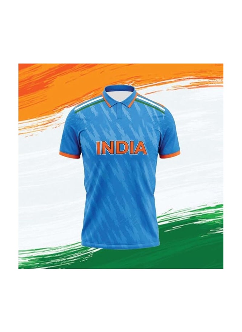 PRINTSHOP4ME India Unisex Blue Jersey T-Shirt–Dry-Fit Fabric,Breathable&Lightweight Sportswear For Cricket Fans,Outdoor Activities&Everyday Wear  - Image 5