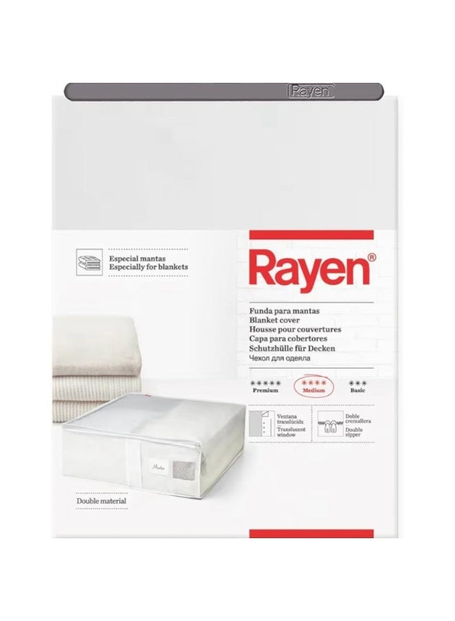 Rayen Medium Blanket Storage Cover – Dust & Moisture Resistant, Lightweight and Practical for Storing Blankets and Clothes, 55×65×20 cm – White/Translucent. - Image 1