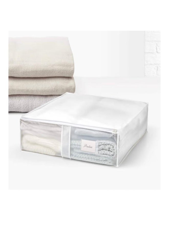 Rayen Medium Blanket Storage Cover – Dust & Moisture Resistant, Lightweight and Practical for Storing Blankets and Clothes, 55×65×20 cm – White/Translucent. - Image 2