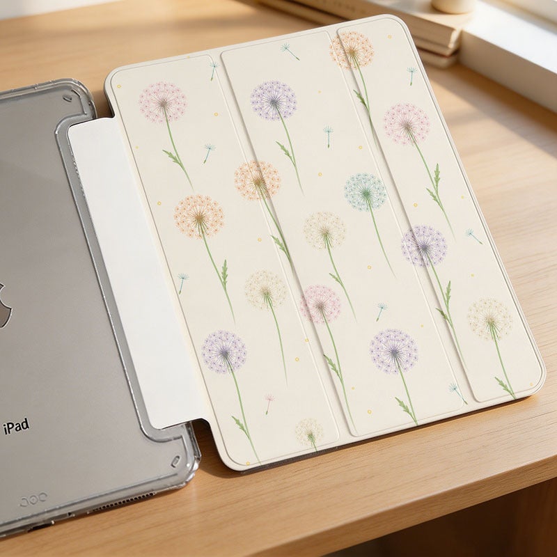 Tablet Case for iPad, Pastel Dandelion Puffs, iPad Clear Cover for Mini Air Pro 4 5 6 7 8 9 10 11 12, Suitable for 7.9 8.3 9.7 10.2 10.5 10.9 11 12.9 13 inch Acrylic Clear Shockproof Protective with Stand - Image 3