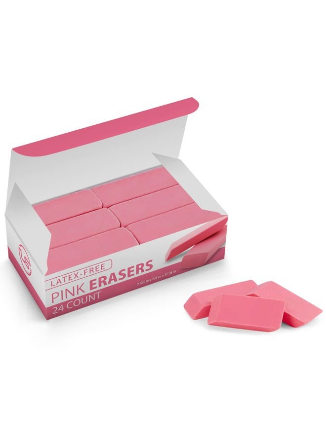 Ultimate Stationery Pink Erasers, Erasers for Kids, Rubber Eraser, 24 Count, Erasers Bulk for School Supplies, Art, and Office Use - Image 1