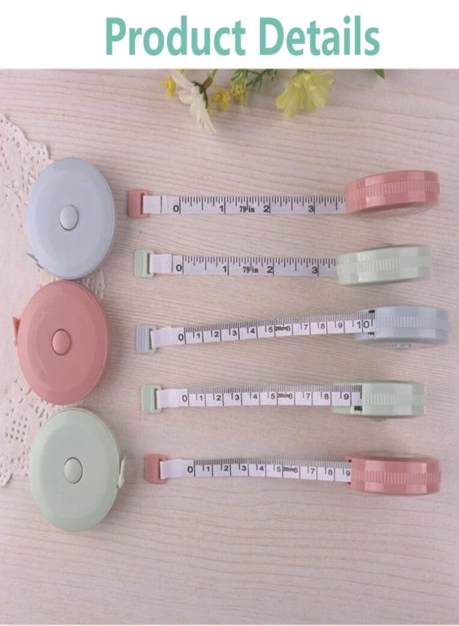 DFsucces 3 Pack Soft Sewing Tape Measure for Body Measuring, 79 Inchs Mini Measurement Tape,Premium Retractable Fabric and Cloth Tape Measure, Handy (Pink/Green/Blue) - Image 3