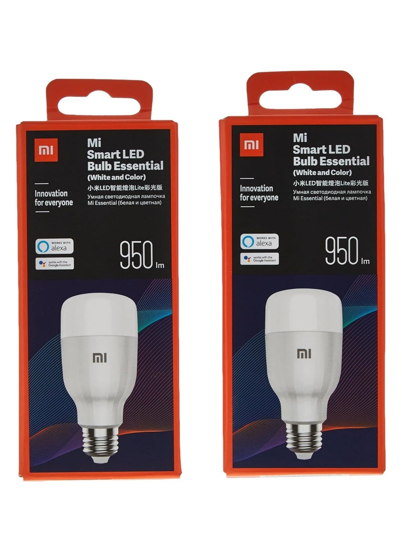 Xiaomi - Xiaomi 2Pcs Mi Smart Led Bulb Colorful 950 Lumens 9W Bulb Voice Control, Works With Alexa And Google Assistant (Upgraded Version) - Image 1