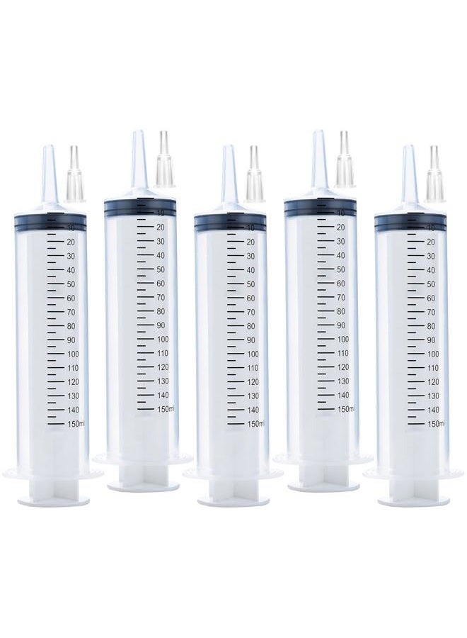 A AKRAF 5 Pack 150ml Reusable Plastic Syringe Individually Packaged for Scientific Labs and Dispensing Long-term Multiple Uses - Image 1