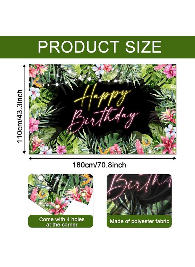 Mocsicka Mocsicka Hawaiian Tropical Birthday Backdrop Banner Tropical Palm Leaves Birthday Party Background Luau Happy Birthday Party Decorations Aloha Birthday Banner Party Banner  - Image 5