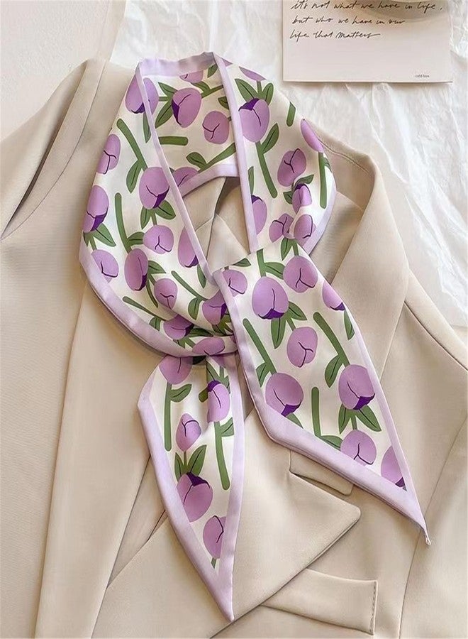 QTMY 4 Pack Purse Scarf for Bags Silk Head Scarf for Hair Handbag Women Scarfs Band Hair Neck Scarves Fashion Gifts,12 - Image 3