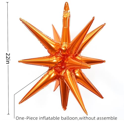 BBPOOL 6 Pcs Orange Star Balloons22 Inch Red Starburst Balloons Star Foil Mylar Balloons for Birthday Party Wedding Christmas Anniversary Graduation Decorations - Image 5