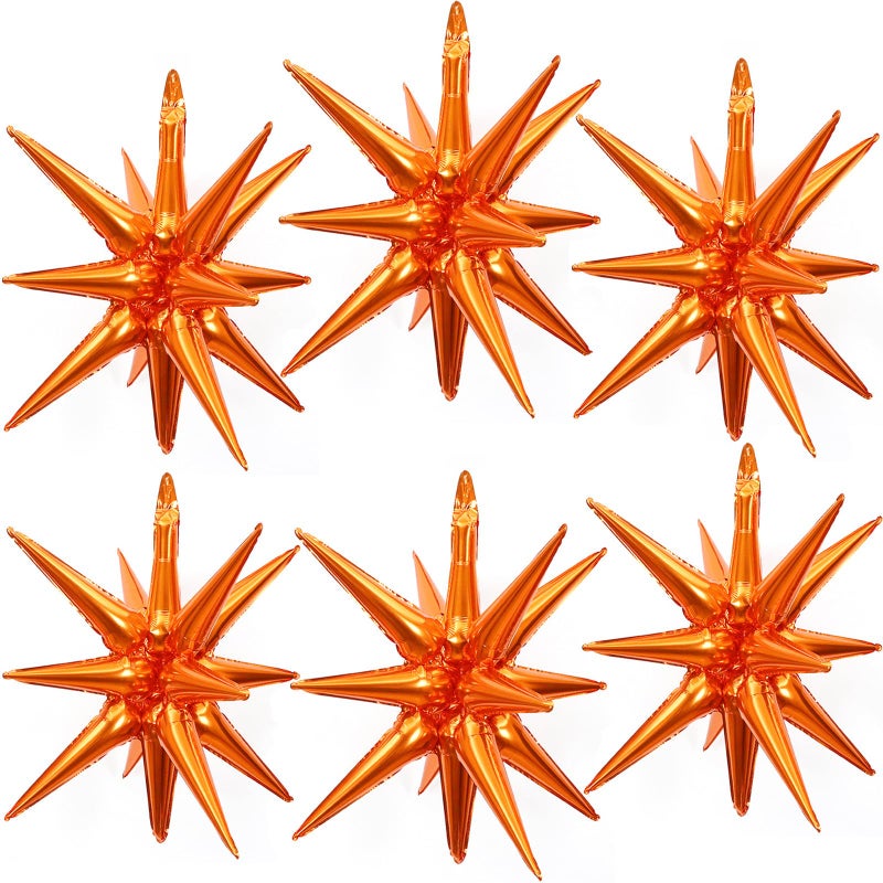 BBPOOL 6 Pcs Orange Star Balloons22 Inch Red Starburst Balloons Star Foil Mylar Balloons for Birthday Party Wedding Christmas Anniversary Graduation Decorations - Image 3