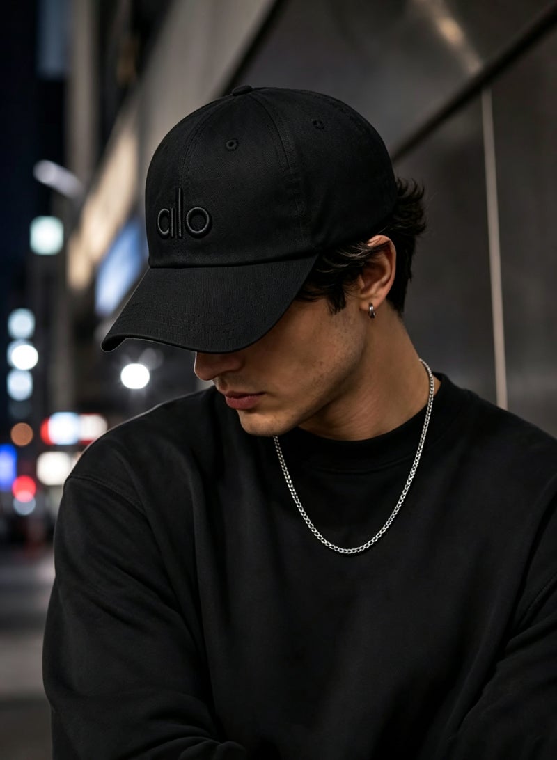 Alo Yoga Premium Unisex Adjustable Baseball Cap – Lightweight Breathable Casual Sports Hat for Men & Women, Minimal Streetwear Style, Curved Visor Black Cap - Image 3