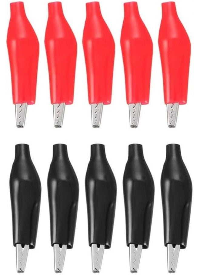 melfi 10Pcs Insulated Alligator Clips- Crocodile Electrical Clamp For Testing Probe Meter Black/Red  - Image 1