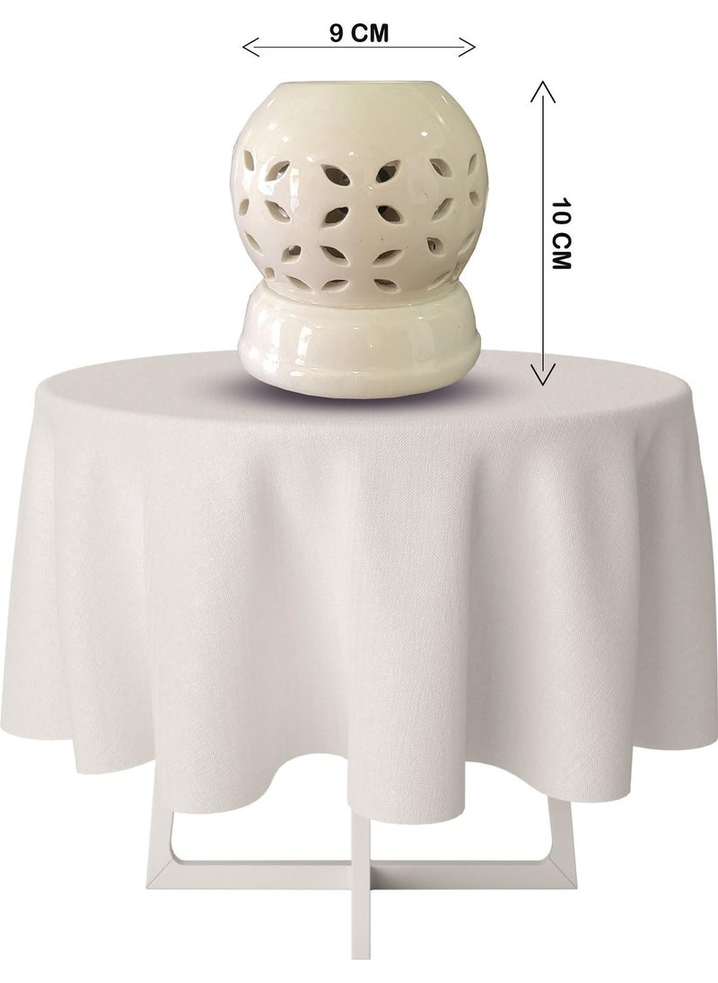 Lifemantraa Lifemantraa Ceramic Electric Diffuser for Home Fragrance Burner for Air Freshener with Rose Mogra and Lavender Aroma Oil for Room Fresheners and Bulb Round White Color  - Image 3