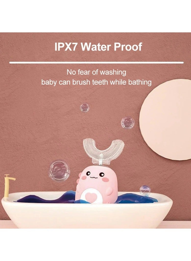 ارواق U شكل فرشاة الأسنان الكهربائية للأطفال 360 درجة التلقائي قابلة للشحن فرشاة أسنان سونيك سيليكون فرشاة الأسنان الكرتون الذكية - Image 3