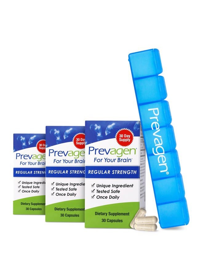 Zarbee's Regular Strength 10mg, 30 Capsules |3 Pack| with Apoaequorin & Vitamin D | 7-Day Pill Minder - Image 1