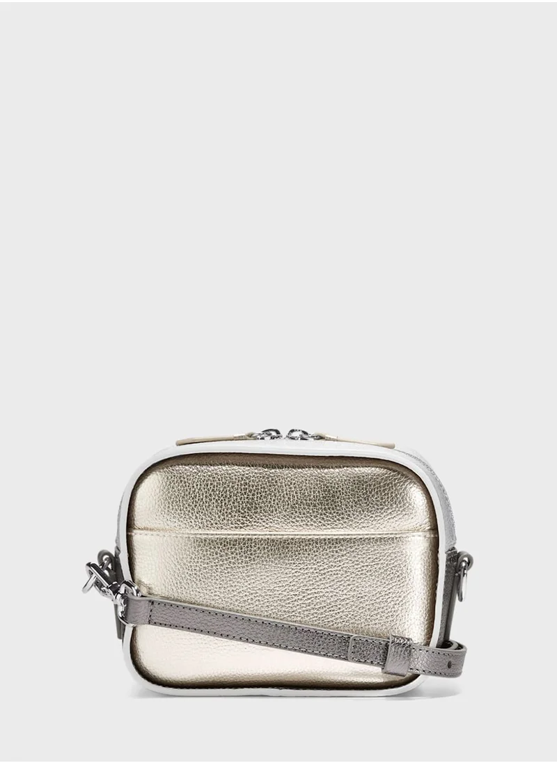 COLE HAAN Logo Detailed Zip Over Crossbody