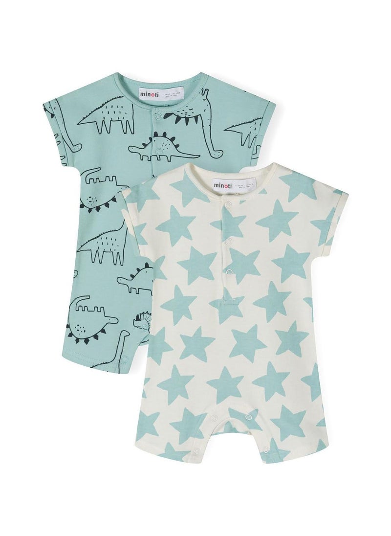 MINOTI 2-Pack Baby Rompers with Short Sleeves and Snap Closures  - Image 1