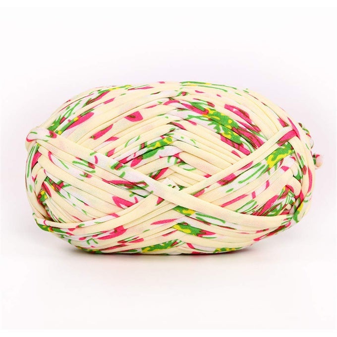 1 PCS COLORFUL TSHIRT YARN KNITTING YARN FABRIC CROCHET CLOTH FOR DIY KNITTED FABRIC ART 56 BEIGE FLOWER