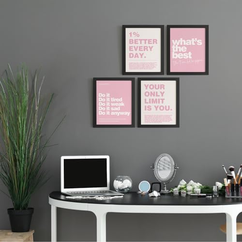DSHFG Motivational Inspirational Office Wall Art Decor Prints Set of 4, Pink Motivational Wall Decor Trendy Retro Posters for Office Home Decor, 8x10 Unframed - Image 4