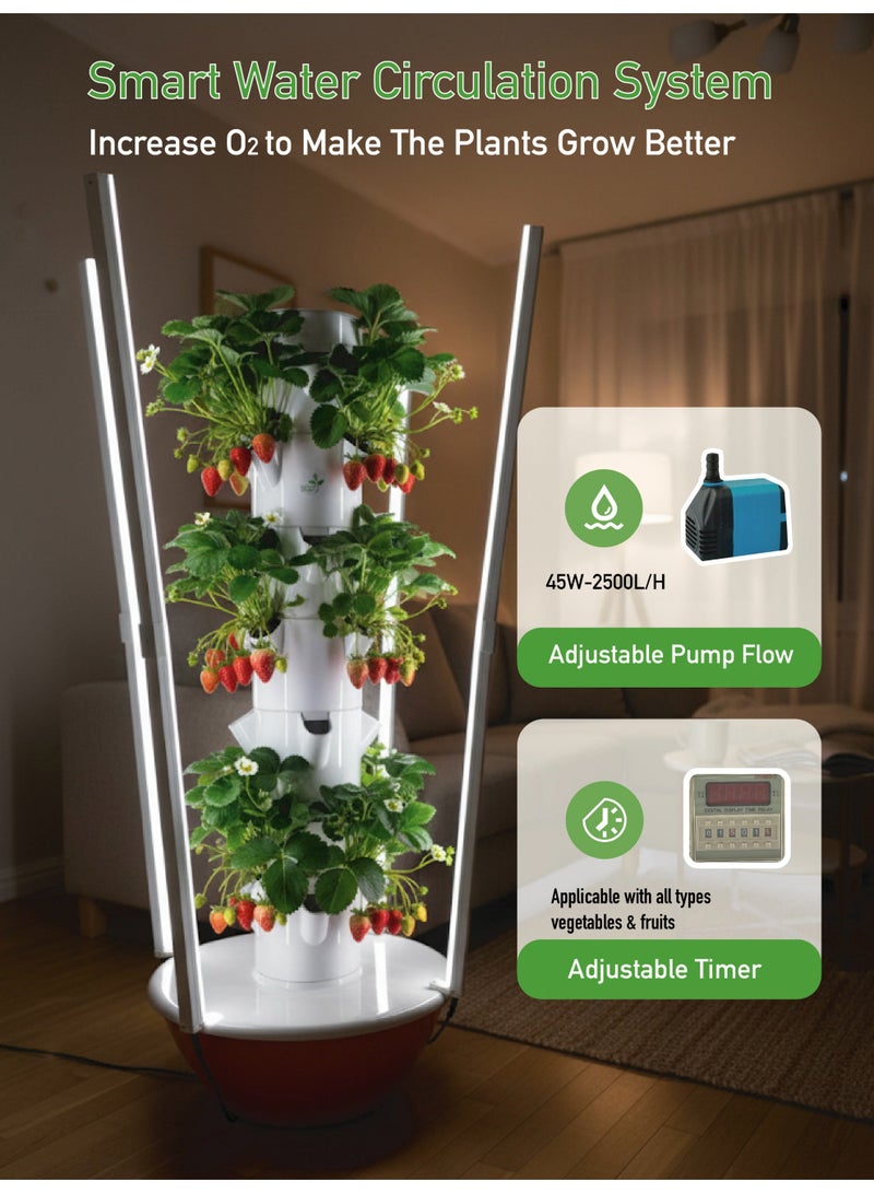 HYDROPONICS GROWING SYSTEM TOWER WITH Foldable Led Light, 28 Pods Vertical, Hydroponic Tower Auto Water Circulate Hydroponics Tower Garden For Herbs, Fruits and Vegetables(7 Layer) - Image 3