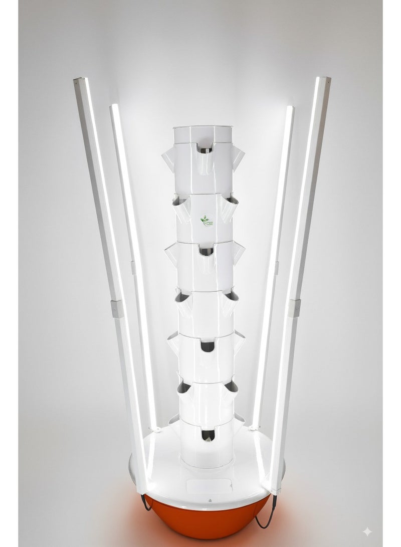 HYDROPONICS GROWING SYSTEM TOWER WITH Foldable Led Light, 28 Pods Vertical, Hydroponic Tower Auto Water Circulate Hydroponics Tower Garden For Herbs, Fruits and Vegetables(7 Layer) - Image 1