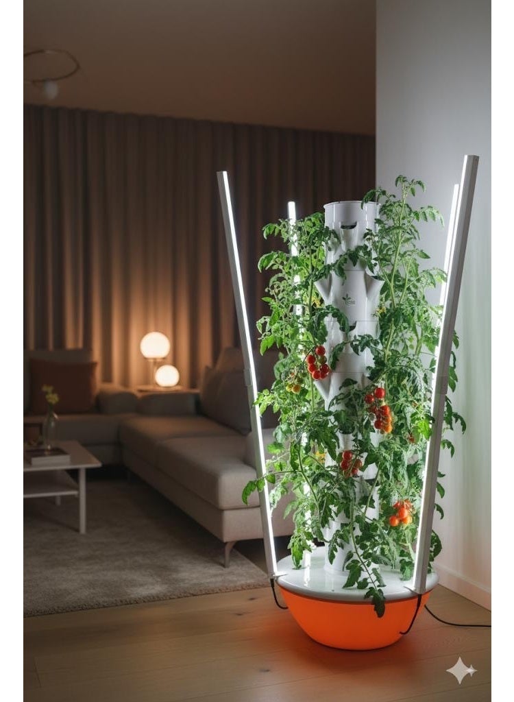 HYDROPONICS GROWING SYSTEM TOWER WITH Foldable Led Light, 28 Pods Vertical, Hydroponic Tower Auto Water Circulate Hydroponics Tower Garden For Herbs, Fruits and Vegetables(7 Layer) - Image 2
