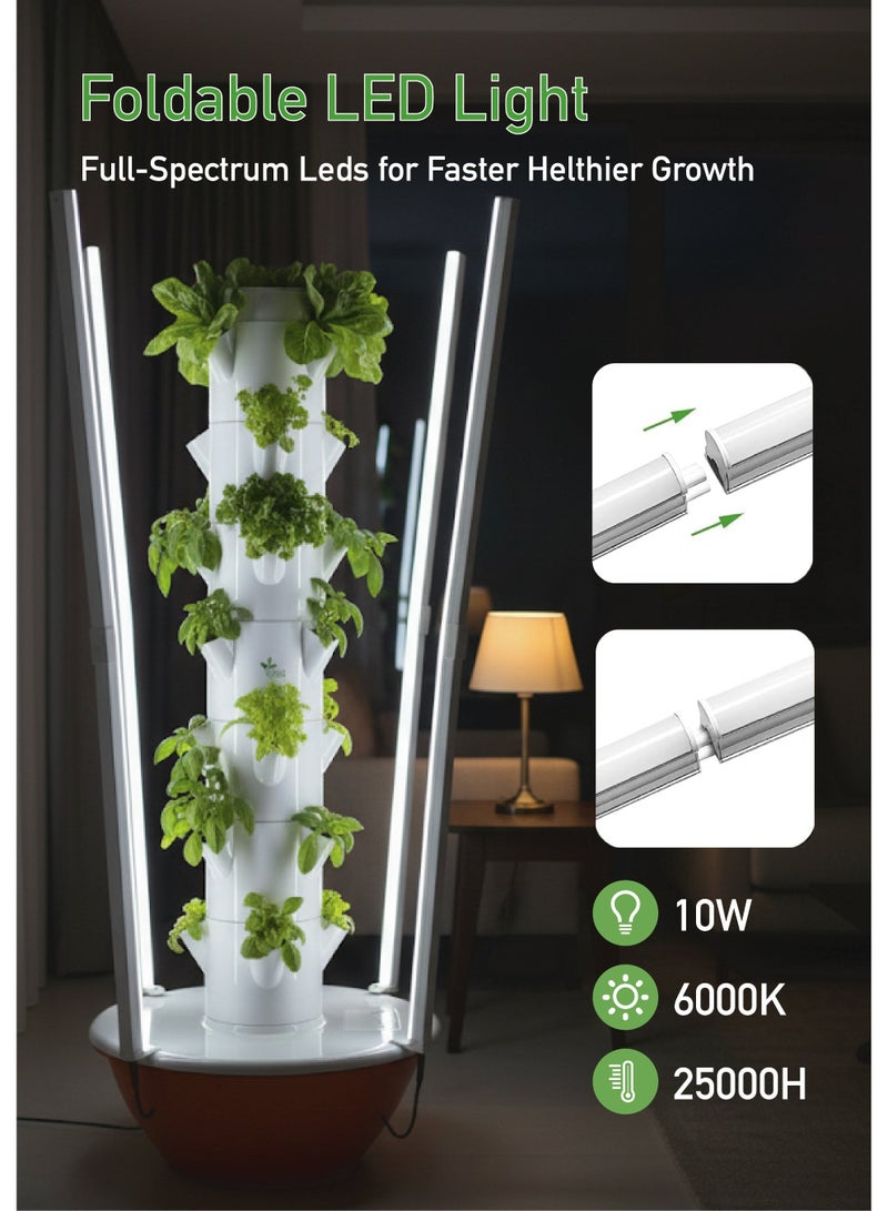 HYDROPONICS GROWING SYSTEM TOWER WITH Foldable Led Light, 28 Pods Vertical, Hydroponic Tower Auto Water Circulate Hydroponics Tower Garden For Herbs, Fruits and Vegetables(7 Layer) - Image 4