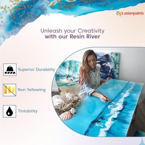 Asian Paints Woodtech Resin River Kit(300g) |Pack of Resin & Hardener| Self-Levelling Epoxy | Ultra Clear | Safe To Use| Crystal Clear | Deep Molds| Perfect For DIY and Professional Art - Image 4